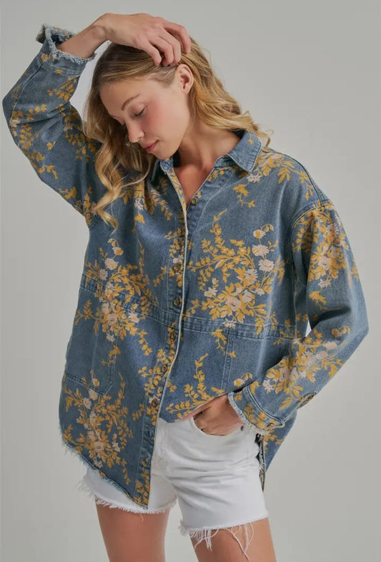 Harvest Bloom Denim Shacket