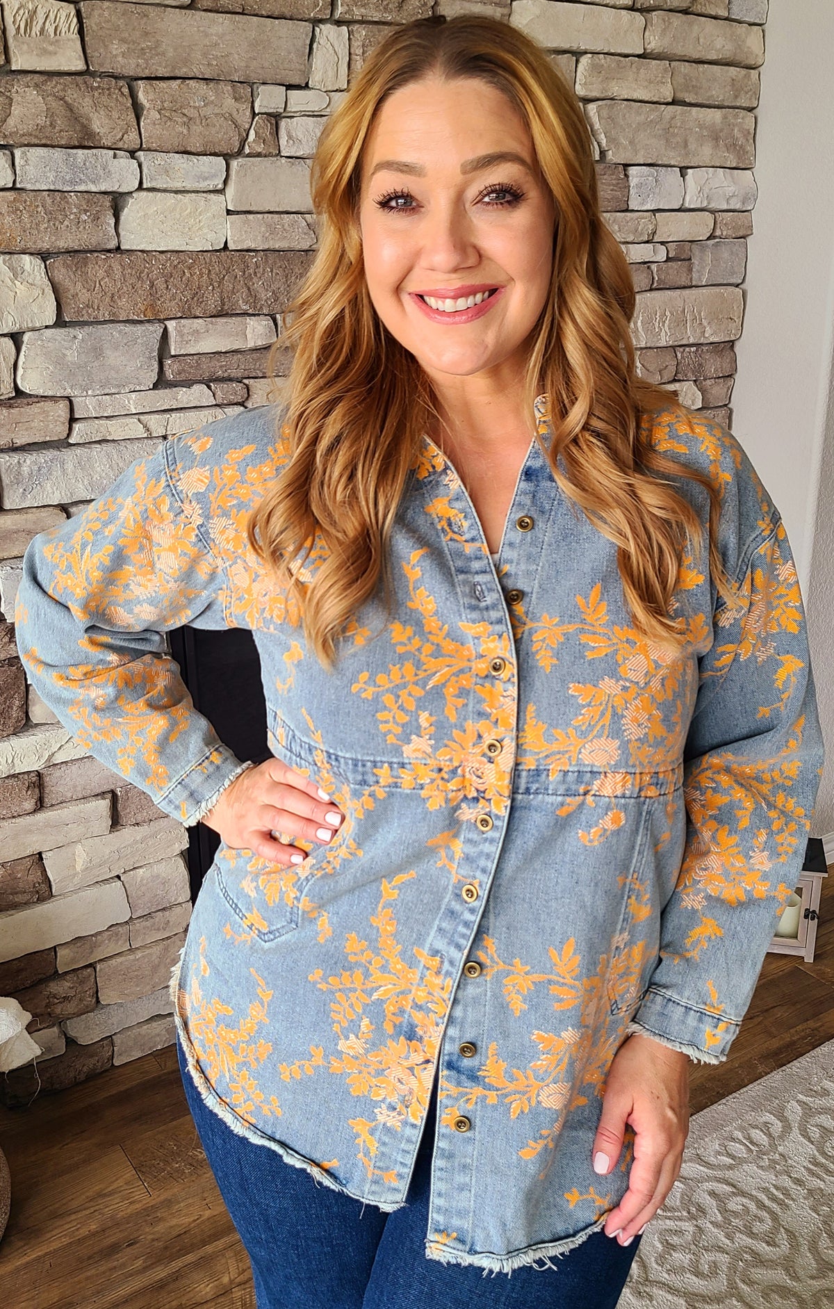 Harvest Bloom Denim Shacket