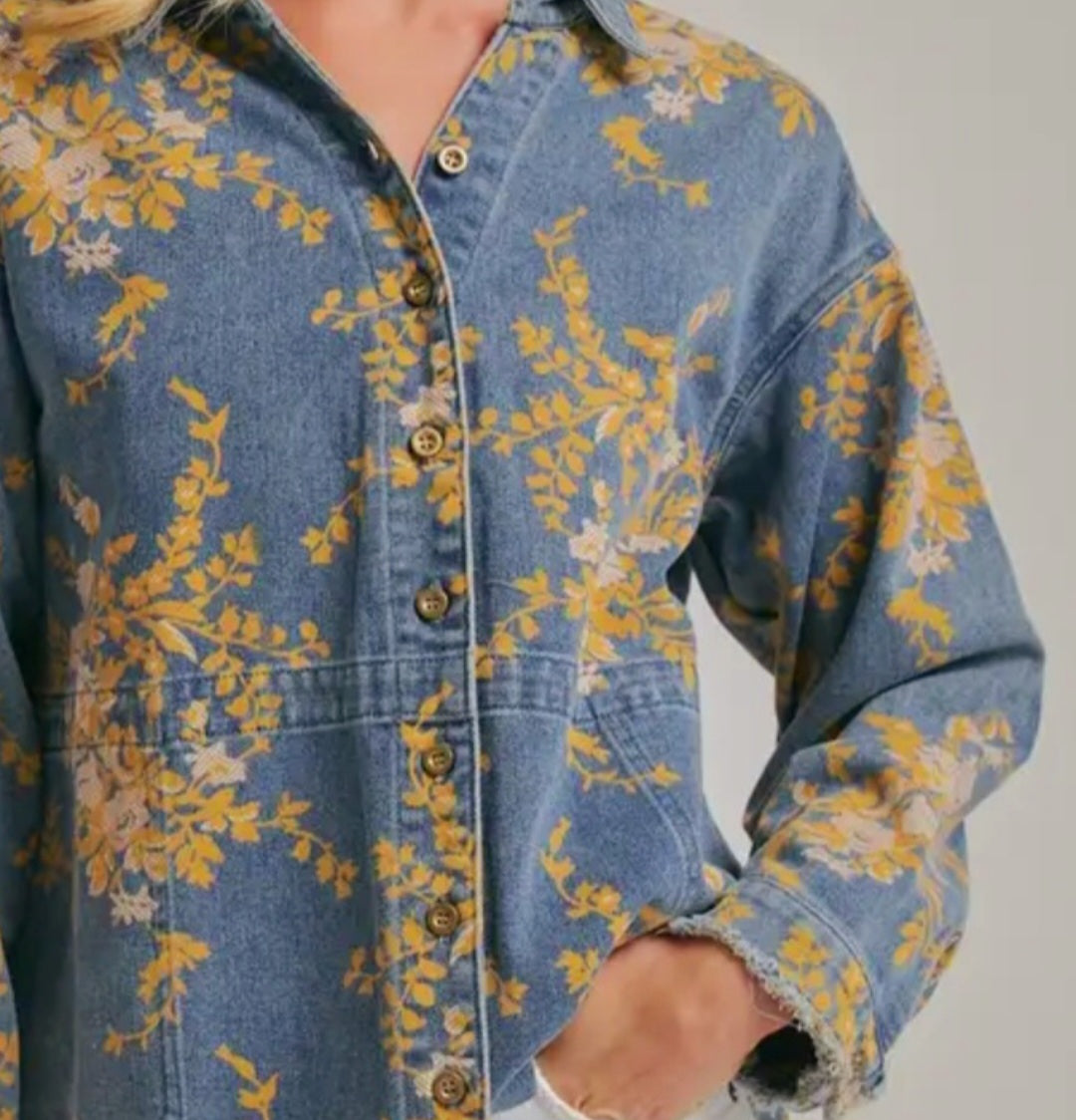 Harvest Bloom Denim Shacket