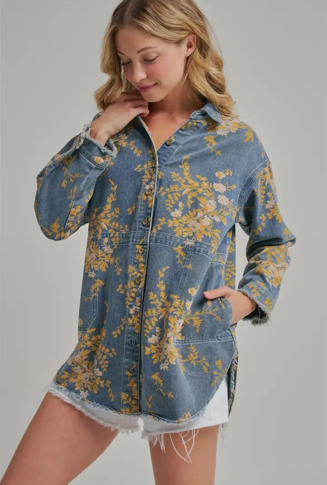 Harvest Bloom Denim Shacket