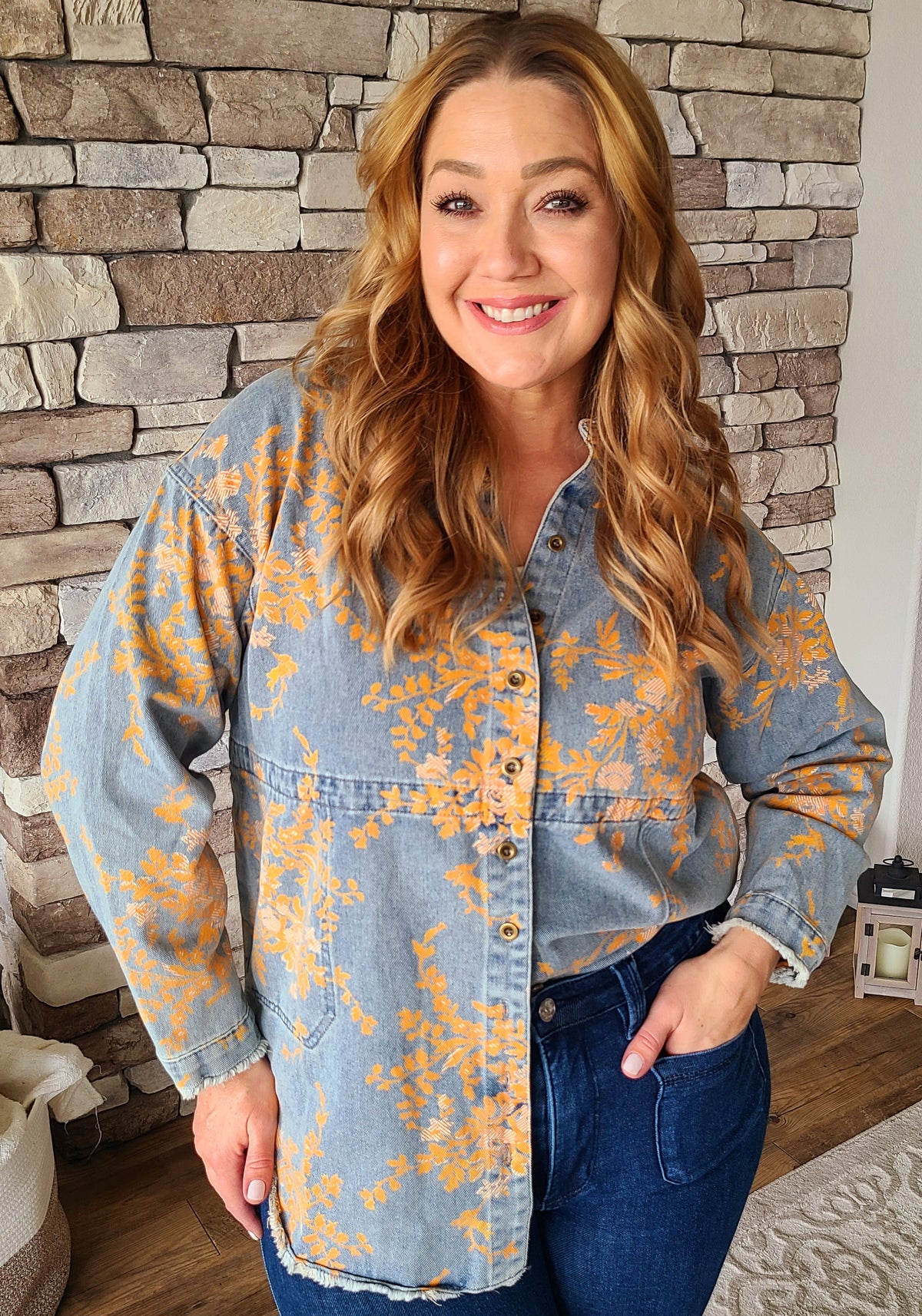 Harvest Bloom Denim Shacket