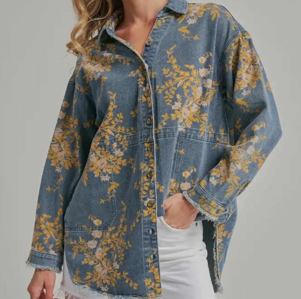 Harvest Bloom Denim Shacket