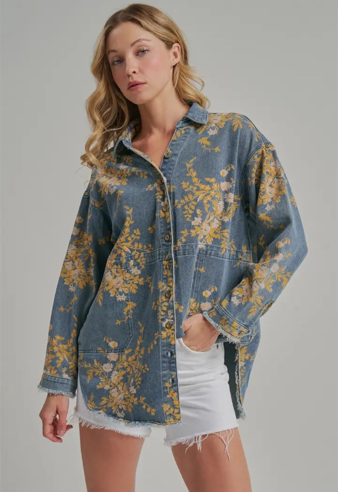 Harvest Bloom Denim Shacket